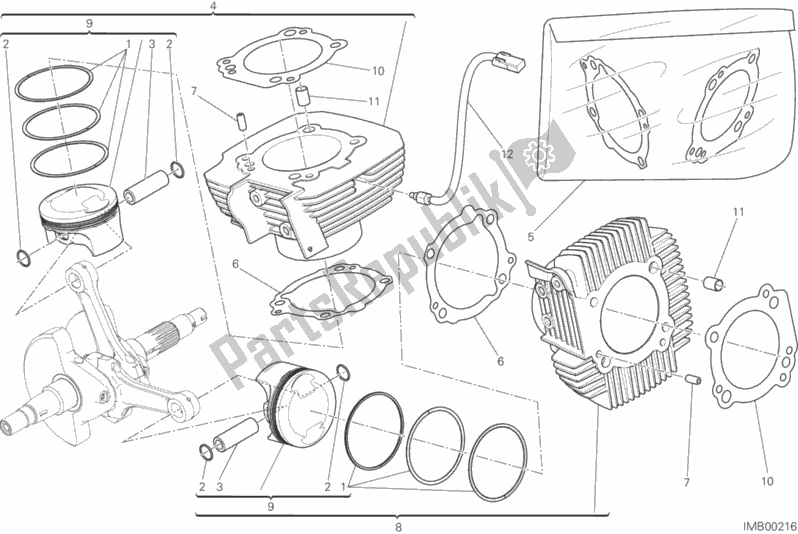 All parts for the Cylinders - Pistons of the Ducati Scrambler Urban Enduro Thailand USA 803 2016